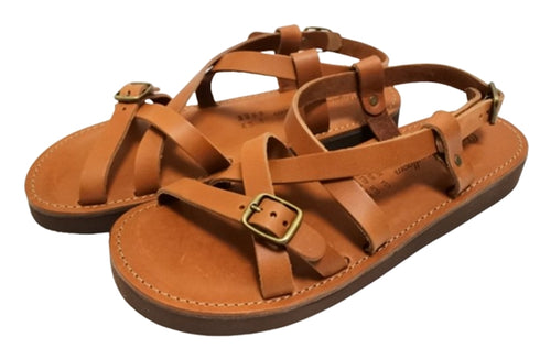 【Organic handloom GAYA ブラウン】クロスストラップサンダル